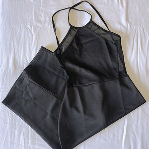 Black Mesh Mix Midi Dress with Cross back